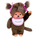 PELUCHE MONCHHICHI FILLE 20CM BAVOIR ROSE ET BLANC