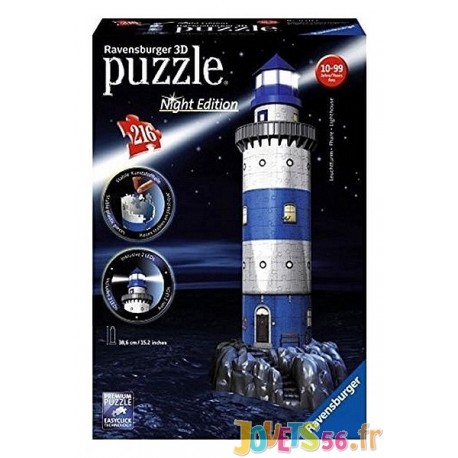 PUZZLE 3D PHARE NIGHT EDITION 216PC - Jouets56.fr - Magasins Jouets SAJOU du Morbihan en Bretagne