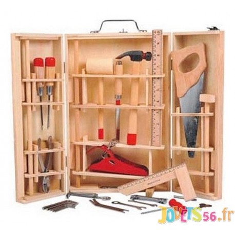 MALLETTE OUTILS BOIS 31 PIECES - Jouets56.fr - Magasins Jouets SAJOU du Morbihan en Bretagne