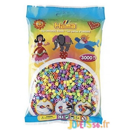 SACHET 3000 PERLES HAMA PASTEL - Jouets56.fr - Magasins Jouets SAJOU du Morbihan en Bretagne