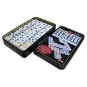 JEU DE DOMINOS DOUBLE 6 - 28 PIECES AVEC COULEURS DANS BOITE METAL