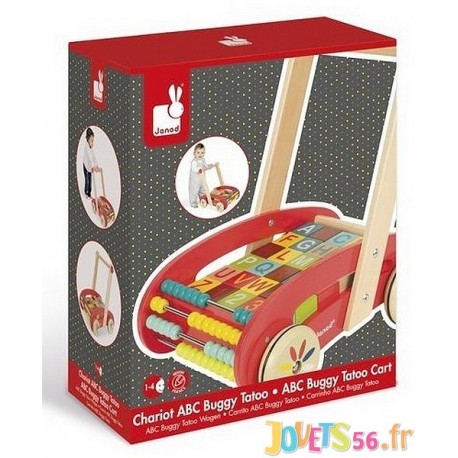 CHARIOT ABC BUGGY TATOO 30 CUBES - Jouets56.fr - Magasins Jouets SAJOU du Morbihan en Bretagne