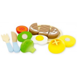 PETIT REPAS A DECOUPER 8 PIECES BOIS - Jouets56.fr - Magasins Jouets SAJOU du Morbihan en Bretagne