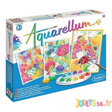 AQUARELLUM DANS LES FLEURS  3 PLAQUES 25X32CM - Jouets56.fr - Magasin jeux et jouets dans Morbihan en Bretagne