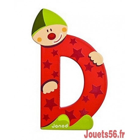 LETTRE D - CLOWN BOIS PEINT-jouets-sajou-56