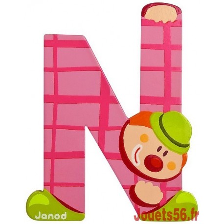 LETTRE N - CLOWN BOIS PEINT-jouets-sajou-56