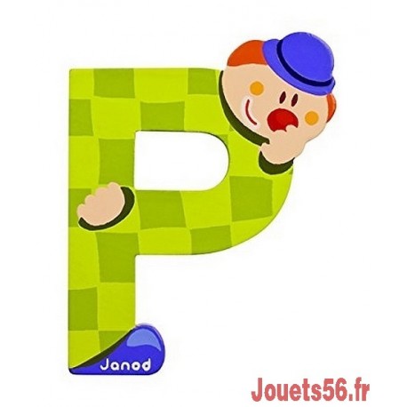 LETTRE P - CLOWN BOIS PEINT-jouets-sajou-56