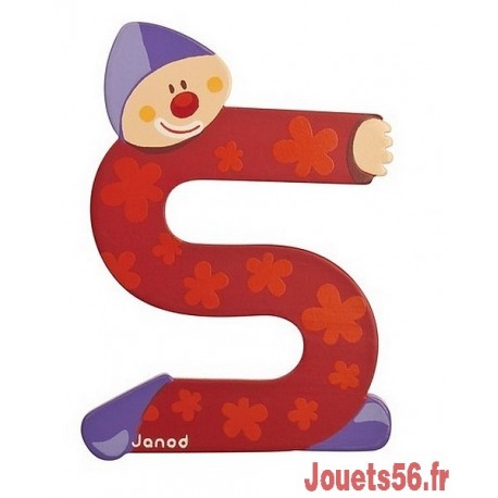 LETTRE S - CLOWN BOIS PEINT-jouets-sajou-56