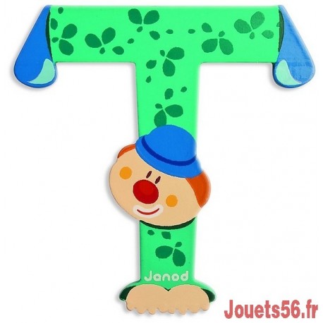 LETTRE T - CLOWN BOIS PEINT-jouets-sajou-56