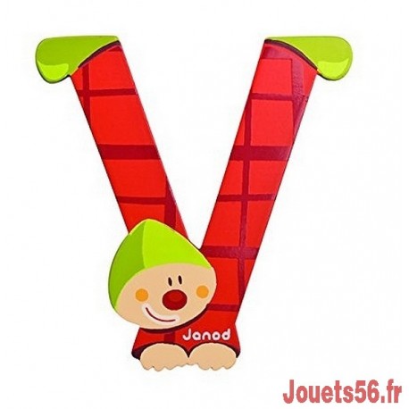 LETTRE V - CLOWN BOIS PEINT-jouets-sajou-56