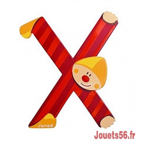 LETTRE X - CLOWN BOIS PEINT-jouets-sajou-56